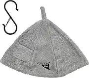 Simple Fresh 100% Cotton Towel, Sauna Hat (Gray), for Men & Women, Key Pocket, Washable, Deep Rash, Protects Hair, Sauna Cap