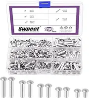 Swpeet 260Pcs M5 × 6mm 10mm 14mm 20mm 25mm Solid Aluminum Brazier Head Rivets, Aluminum Rivet, Plain Finish, Universal Head, High Corrosion Resistance for Repairing Boats, Aircraft, Making Armor