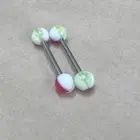 Set of 2 14G barbells for nipple rings tongue rings new yellow white red ball