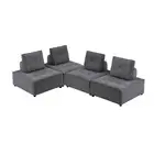 Foret 4pc Armless Seat Modular Extension Lounge Couch Velvet Fabrics Sofa Dark G