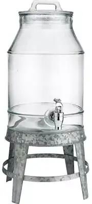 Classic Ice Cold Clear Glass Mason Jug Drink Beverage Dispenser Durable On Ga...