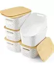 6 Packs Storage Baskets Bins Pantry With Lids Bamboo Organization Contaers