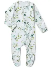 [Snuggle Hunny] Eden Organic Snuggle Sleepsuit Zip Footie in White