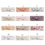 Floral Print Baby Bowknot Headband Cute Bows Knot Turban Elastic Hair for Head B