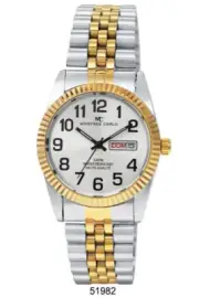 Montres Carlo Men's Metal Band Day and Date Watch Easy Reader 51982