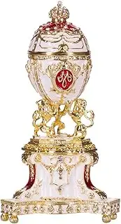 [danila-souvenirs] Faberge Style Royal Danish Egg (Danish Jubilee) / Trinket Jewel Box with Lions 13 cm red