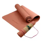 Powertrain Eco-friendly Dual Layer 6mm Yoga Mat - Peach - Non-slip Surface And Carry Strap For Ultimate Comfort And Portability