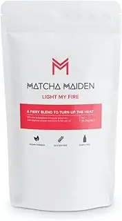 Matcha Maiden Light My Fire Blend - 28.35g. Organic Japanese Matcha Powder with a blend of spices, including turmeric, ginger, and cinnamon, to create a delicious and invigorating tea