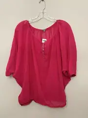 Charlotte Russe Sheer Blouse Womens Size Small Pink Button front Top Barbie New