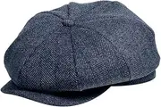 [XolngYYeng] Men's 8 Piece Wool Blend Newsboy Flat Cap Herringbone Checker in Classic