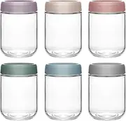 Overnight Oats Containers with Lids, Glass Jars with Airtight Lids, Wide Mouth Mason Jars, Food Storage Containers, Set of 6 (480ml)