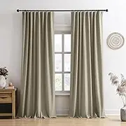 108 Inch Long Blackout Large Curtains 2 Panels,70 Wide Back Tab Window Drapes with Hooks,Track System Curtain Panels for Living Room Sliding Door Modern Farmhouse 70x108 in,70x9ft Light Taupe