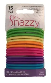 Snazzy Neon Hair Bands Thick 15pcs Soft Painless No Damage Hair Elastics Ties...
