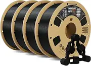 OVERTURE PETG Filament 1.75mm, Strong & Durable PETG 3D Printer Filament, High Impact Resistance, Low Shrinkage, 4kg Spool (8.8lbs), Cardboard Spool, Dimensional Accuracy ±0.02mm (Black*4)