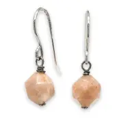 Sterling Silver Faceted Peach Moonstone Dangle Earrings