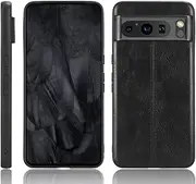 Case Compatible with Google Pixel 8 PRO,Compatible with Google Pixel 8 PRO [PU Leather Texture][PU+PC+TPU] 3 in 1 Camera Protection Cover Black