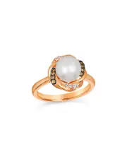 Le Vian Vanilla Pearls 14K Rose Gold 0.14 ct. tw. Diamond & 8-9mmmm Pearl Ring