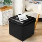 Giantex Cube Storage Ottoman Pouf Storage Box Seat Footstool PU Leather 40cm