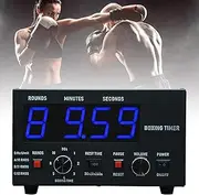 Classic Boxing Interval Timer - Professional Gym Timer with LED Display, Selectable Training Time & Cycle Repetitions, Adjustable Sound Muay Thai Training Timer for Kickboxing Blue