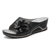 New Wedges Slip-on PU Black Fashion Womens Platform Sandals Shoes for Women Sandalilas Woman Flat Shoes Summer Casual 38