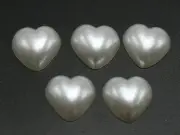 100 Ivory Pure White Acrylic Half Pearl FlatBack Heart Beads 12X12mm Scrapbook