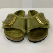 Birkenstock New w/ Box Madrid Big Buckle Shearling Olive Oiled Leather Regular