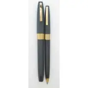 Sheaffer 550 Set Grey & Gold Fountain Pen Med Pt & Ballpoint Pen New Made In Usa