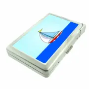 Sailboat Em1 Cigarette Case with Built in Lighter Metal Wallet
