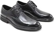 ARSUGMZ Men's Leather Men's Shoes Business Formal Wear Men's Leather Shoes High-end Top Layer Cowhide Brogue Carved Derby Shoes(Black,40)