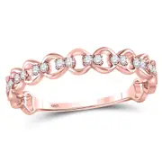 10kt Rose Gold Round Diamond Link Stackable Band Ring 1/8 Cttw