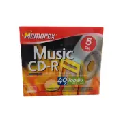 NEW Memorex Music CD-R Recordable Compact Discs 5-Pack CD Set 40 x 700MB 80min