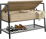 NOAEOU Shoe Changing Stool, Over The Door Shoe Organizers, Storage Bench, Charter Oak Finish