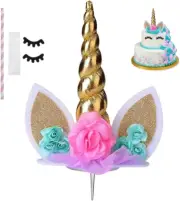 Unicorn Cake Topper, Handmade Gold Unicorn Birthday Cake Topper Decoration Suppl