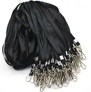Beebel Black Lanyard Bulk Lanyards for Id Badges Flat Lanyard with Badge Clip Swivel Hook 50 Pack