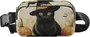 [XYMZR] Black Cat Witch Pumpkin Fanny Pack Hip Bag Belt Bag for Women Man Fashion Waist Pack Water-repellent Crossbody Bag for Halloween Costumes Running Hiking Jogging Travel Sport, Multi-colored, one
