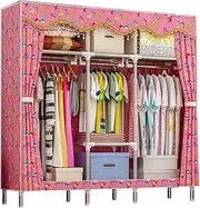 Portable Bedroom Wardrobe,Large Open Clothes Storage Organizer Wavy Lace Fabric Cupboard Storage Hanging Rail 169 * 167CM(Size:169 * 167CM,Color:D) (E 169 * 167CM)