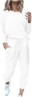 [SHOPESSA] Jogging Suits for Women Long Sleeve Crew Neck Pullover with Training Pants 2 Piece Lounge Set Sweatsuit Travel Outfits