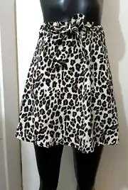 NEW Pimkie Leopard Print Mini Skirt with Tie Waist UK 4/EU 32