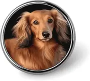 [FZMVSQH] Long Haired Dachshund Printed Round Button Pin Badges Metal Pinback Buttons 1 Inch Pins for Hat Shirt Clothing Bags Decoration, Circular, Aluminum, Circular, Aluminum