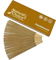 Natural Choice Incense Sandalwood Incense Sticks 100 Grams, Low Smoke Traditional Incense Sticks Made from Scratch, Never Dipped