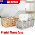 AU European-style Square Crystal Tissue Box Home Bar KTV Table Decor Gold/Silver
