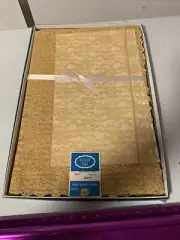 Vintage Quaker Lace Tablecloth #9913 Antique gold 54"x 54” Blossom Time