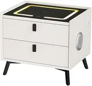 Artiss Smart Bedside Table 2 Drawers Wireless Charging LED Nightstand White BESS