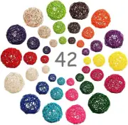 42 Pieces Rattan Ball Bird Toys, Bird Parrot Chewing Toys, Pet Biting Ball Toys