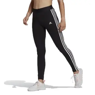 【adidas 愛迪達】緊身褲 3-Stripes Leggings 女款 愛迪達 三線 內搭褲 健身 重訓 瑜珈 黑 白(GL0723)