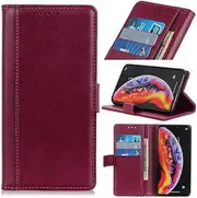 [YBROY] Case for Samsung Galaxy M34 5G, Magnetic Flip Leather Premium Wallet Phone Case, with Card Slot and Folding Stand, Case Cover for Samsung Galaxy M34 5G.(Red)