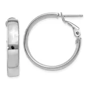 14K White Gold 5mm Omega Back Hoop Earrings