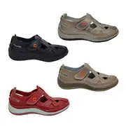CC Resorts Jackie Ladies Shoes Leather Flats Hook and Loop Tab Soft Flex Sole