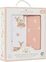 Living Textiles 2pk Bedside Bassinet/Co-Sleeper Fitted Sheet - Sophia's Garden Design, Premium Fabric for Baby's Best Comfort,Sheet for Bedside Bassinets, co-Sleepers & Cradles, Secure Fit