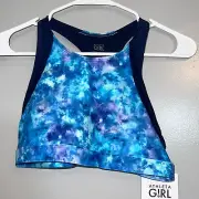 NWT Athleta Girls Daybreak Bikini Top Watercolor Blue Size XXL/16